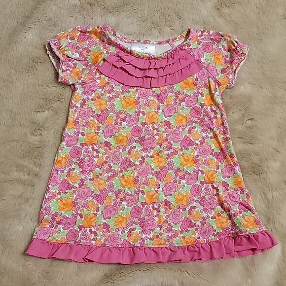 HANNA ANDERSSON PINK FLORAL RUFFLED DRESS, SIZE 2T - Picture 1 of 6